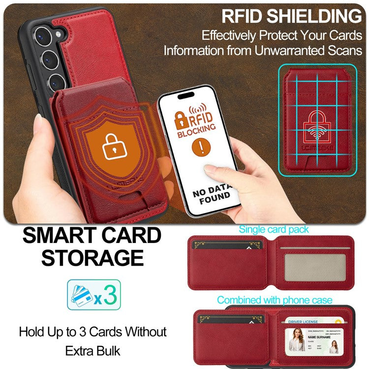 LC.IMEEKE L3 For Samsung Galaxy S23 Magnetic Case Detachable Card Holder Leather TPU Mobile Cover