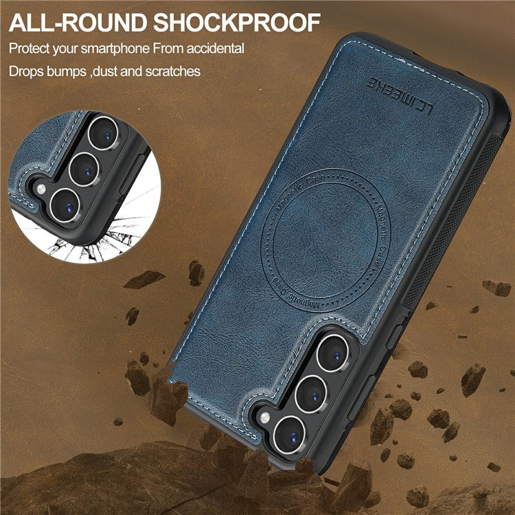 LC.IMEEKE For Samsung Galaxy S23 Magnetic Case Compatible with MagSafe Leather TPU Back Cover