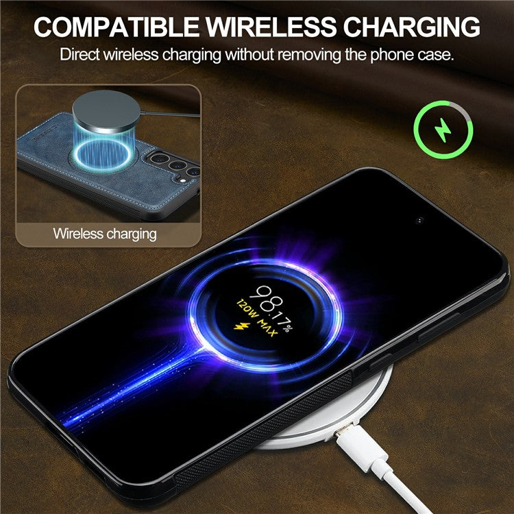 LC.IMEEKE For Samsung Galaxy S23 Magnetic Case Compatible with MagSafe Leather TPU Back Cover