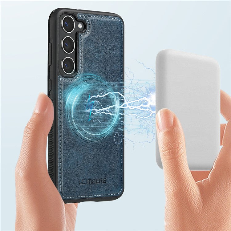 LC.IMEEKE For Samsung Galaxy S23 Magnetic Case Compatible with MagSafe Leather TPU Back Cover