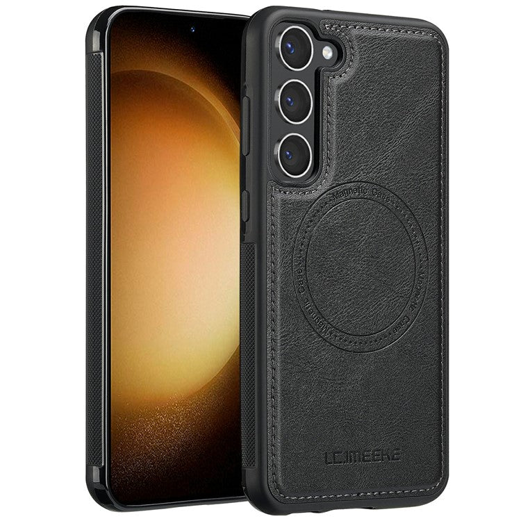 LC.IMEEKE For Samsung Galaxy S23 Magnetic Case Compatible with MagSafe Leather TPU Back Cover