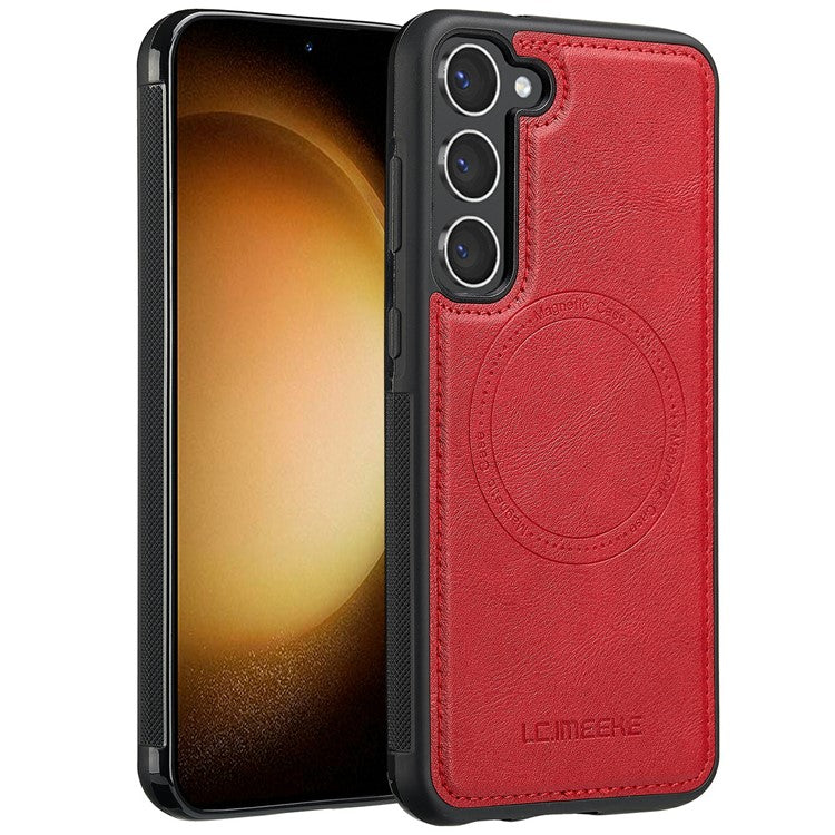 LC.IMEEKE For Samsung Galaxy S23 Magnetic Case Compatible with MagSafe Leather TPU Back Cover