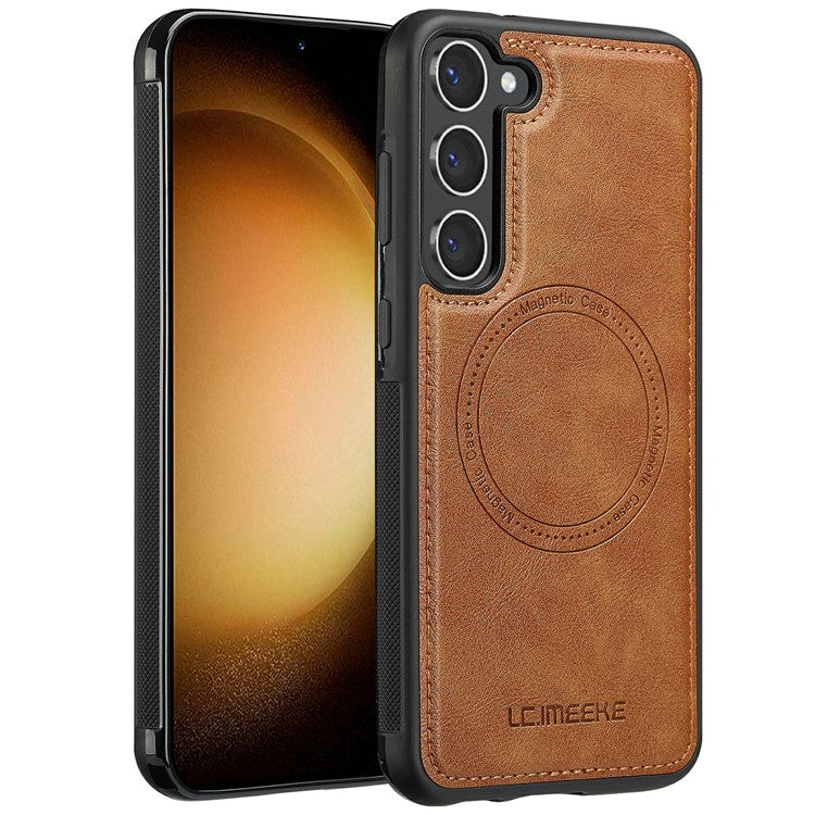 LC.IMEEKE For Samsung Galaxy S23 Magnetic Case Compatible with MagSafe Leather TPU Back Cover
