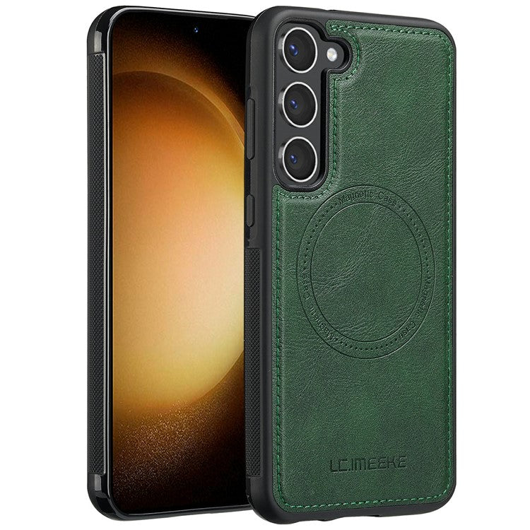 LC.IMEEKE For Samsung Galaxy S23 Magnetic Case Compatible with MagSafe Leather TPU Back Cover