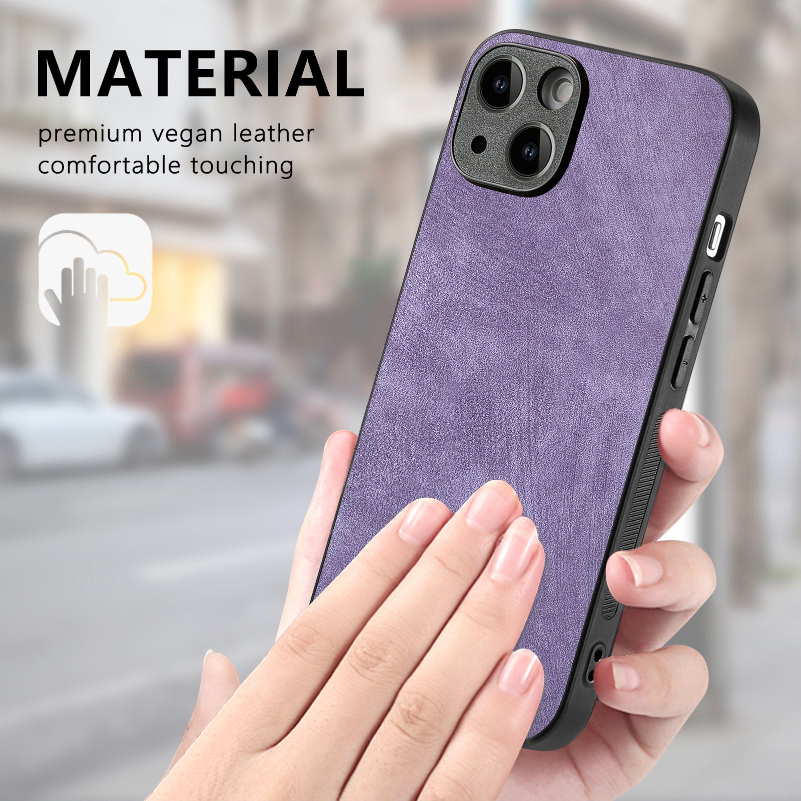 För iPhone 14 Plus Fodral Stötsäkert Slim Retro Läder Telefon Bakstycke