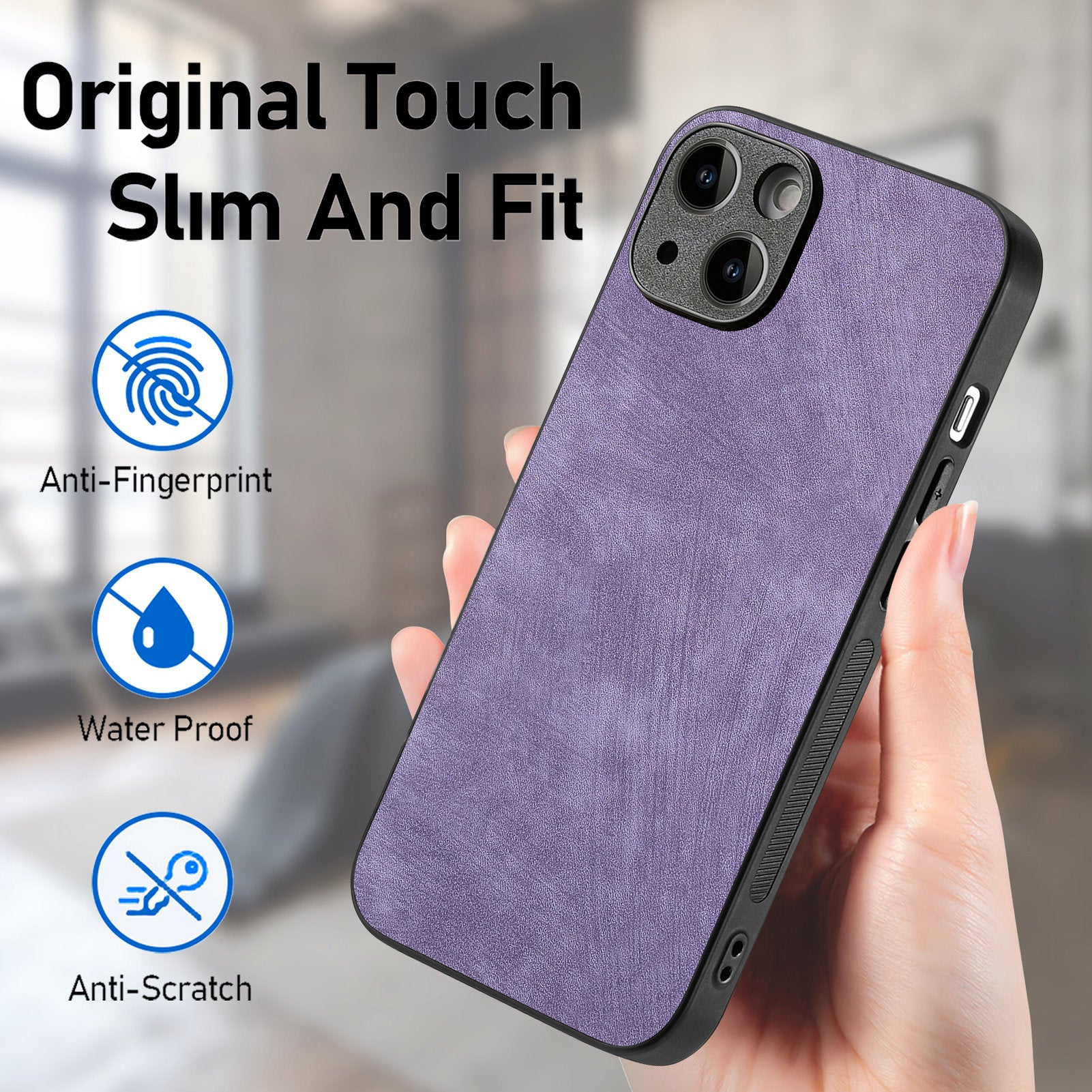 För iPhone 14 Plus Fodral Stötsäkert Slim Retro Läder Telefon Bakstycke