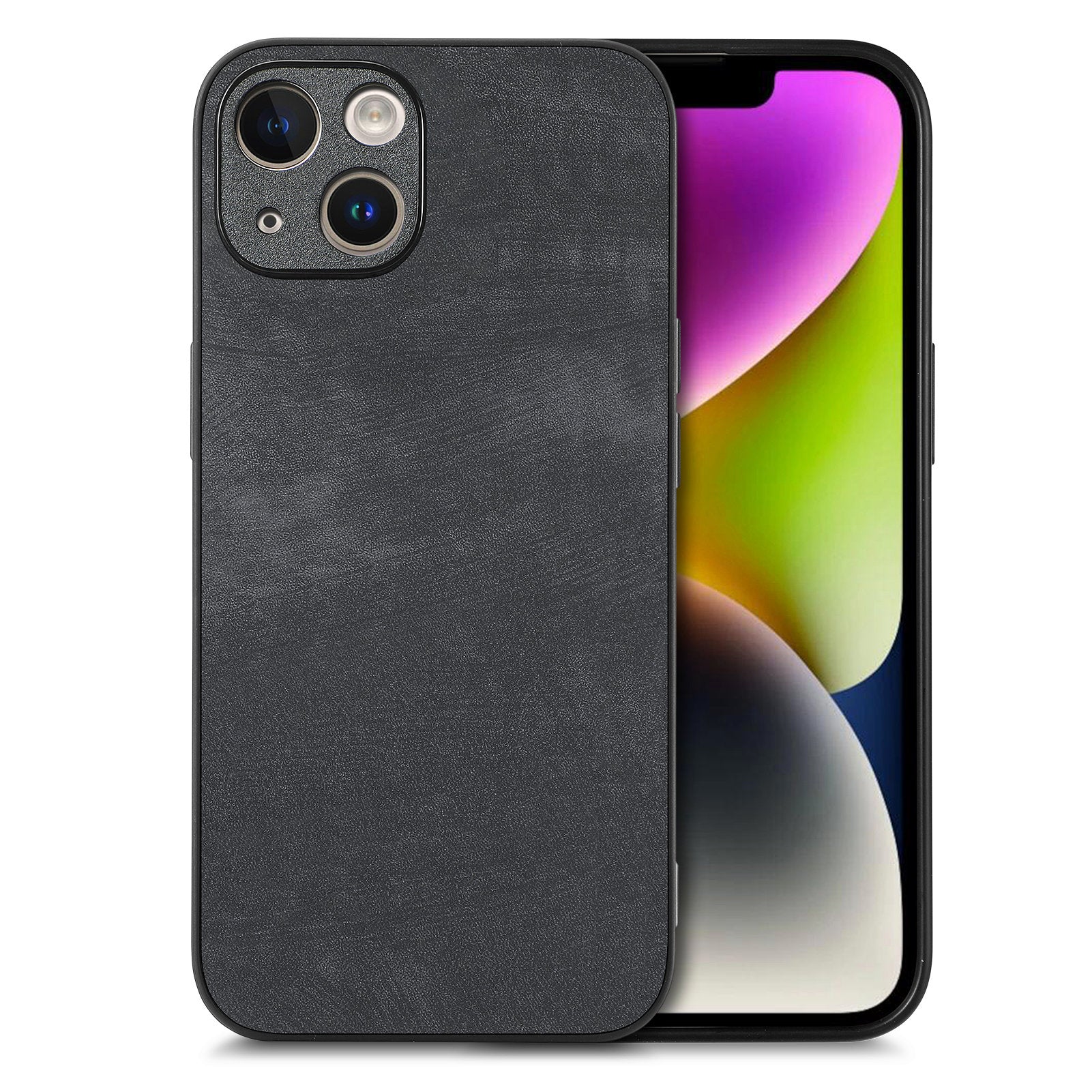 För iPhone 14 Plus Fodral Stötsäkert Slim Retro Läder Telefon Bakstycke