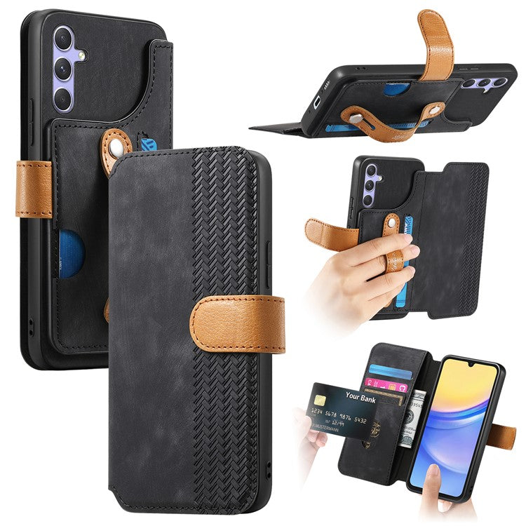 For Samsung Galaxy A55 5G Case Wallet Retro Leather Phone Cover with Wristband Kickstand