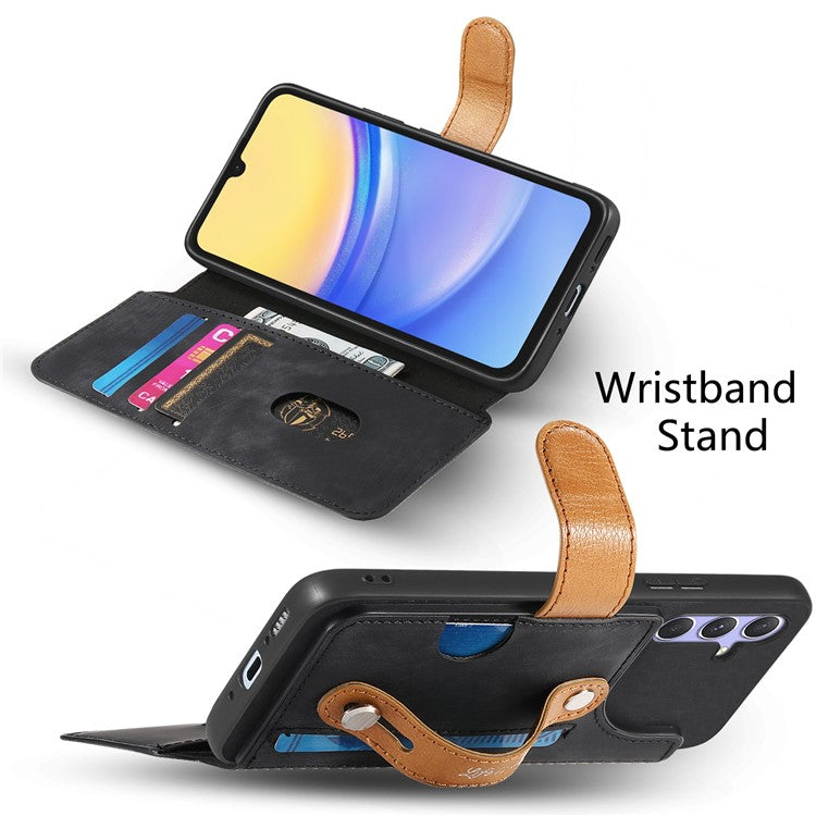 For Samsung Galaxy A55 5G Case Wallet Retro Leather Phone Cover with Wristband Kickstand