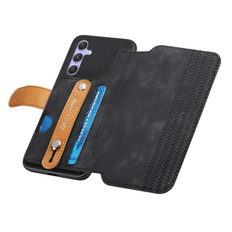 For Samsung Galaxy A55 5G Case Wallet Retro Leather Phone Cover with Wristband Kickstand