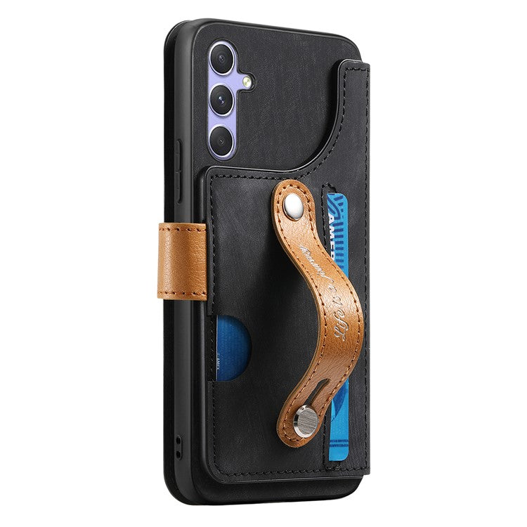 For Samsung Galaxy A55 5G Case Wallet Retro Leather Phone Cover with Wristband Kickstand