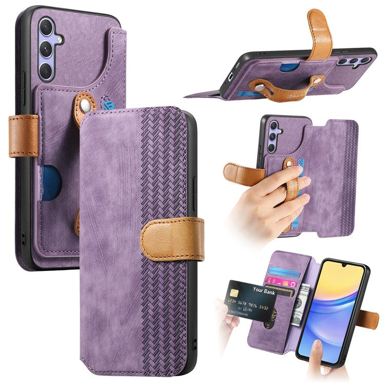 For Samsung Galaxy A55 5G Case Wallet Retro Leather Phone Cover with Wristband Kickstand