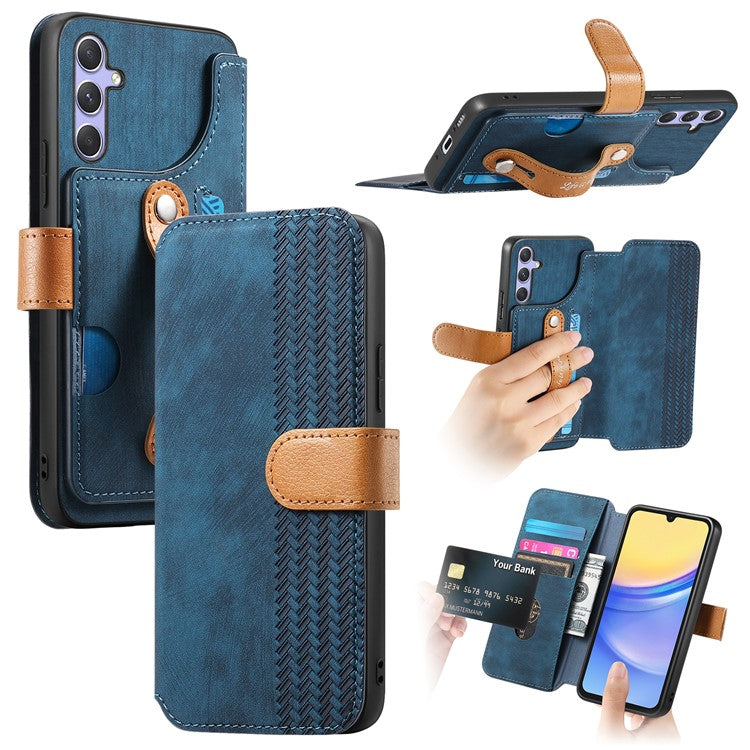 For Samsung Galaxy A55 5G Case Wallet Retro Leather Phone Cover with Wristband Kickstand