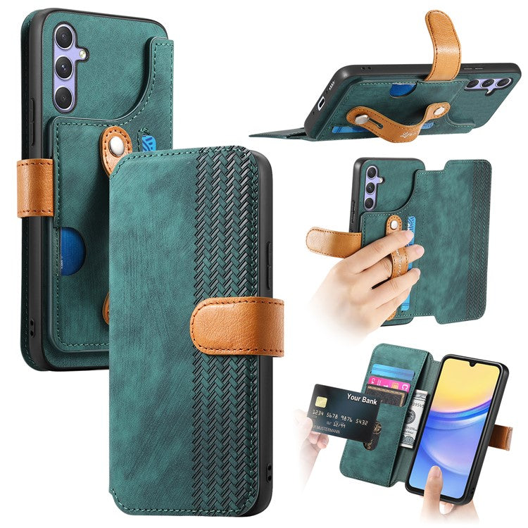 For Samsung Galaxy A55 5G Case Wallet Retro Leather Phone Cover with Wristband Kickstand