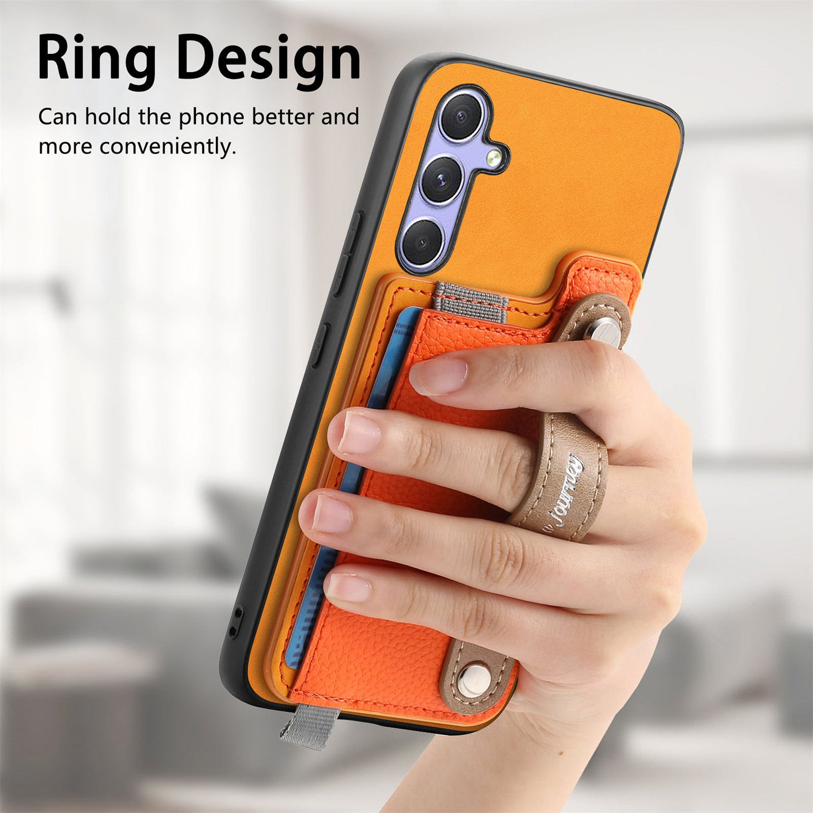 For Samsung Galaxy A15 5G / Galaxy A15 4G Magnetic Leather Back Case with Detachable Card Holder and Wristband