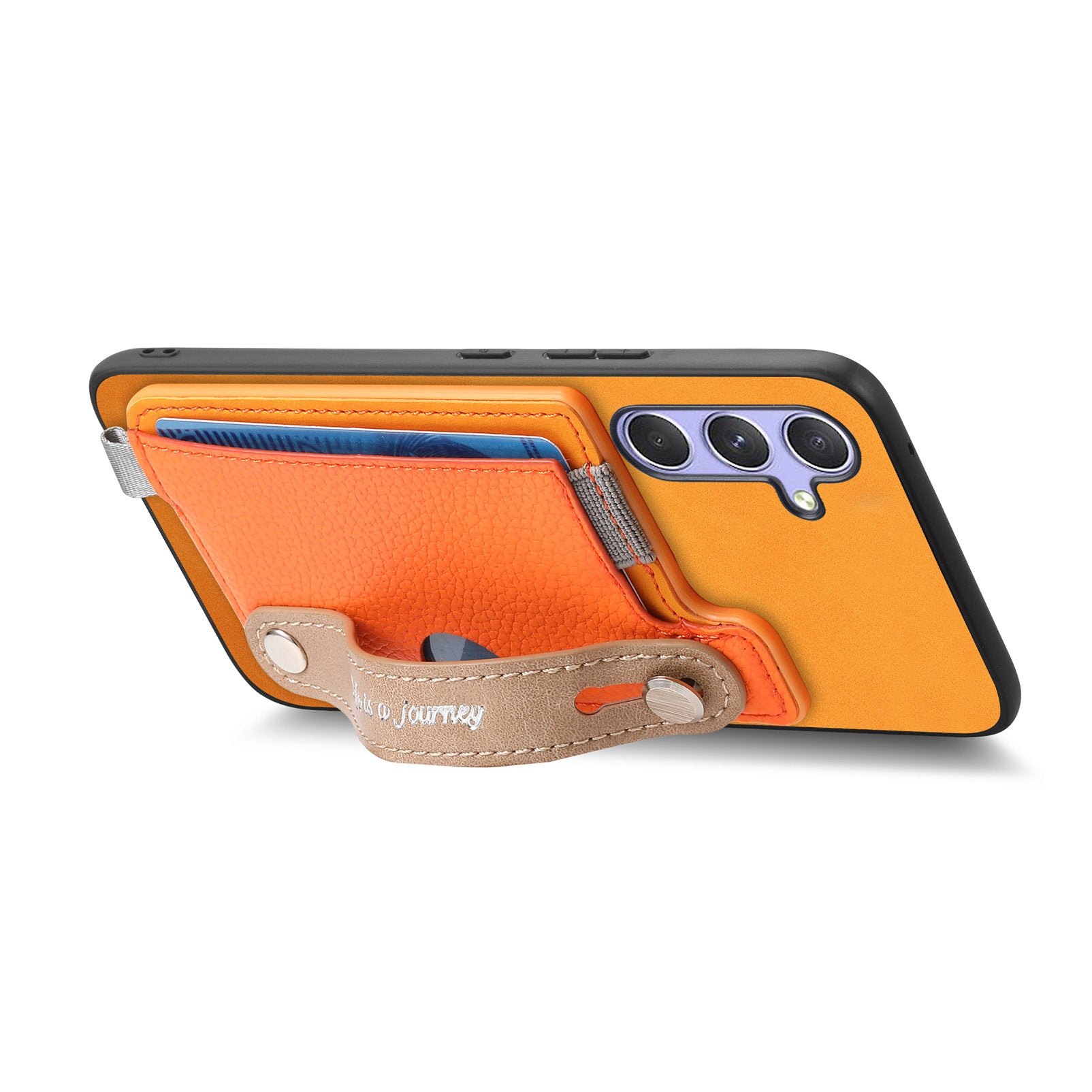 For Samsung Galaxy A15 5G / Galaxy A15 4G Magnetic Leather Back Case with Detachable Card Holder and Wristband