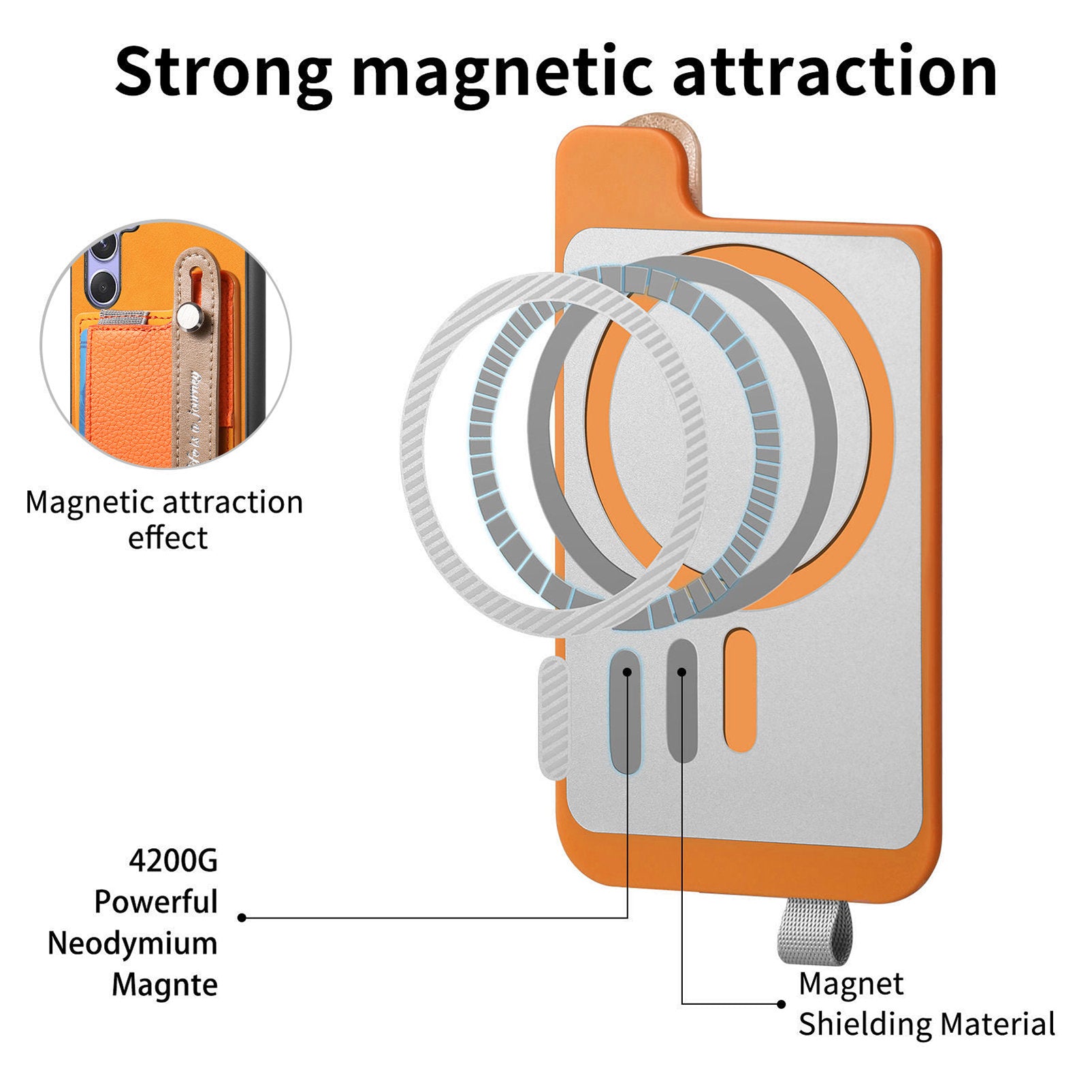 For Samsung Galaxy A15 5G / Galaxy A15 4G Magnetic Leather Back Case with Detachable Card Holder and Wristband