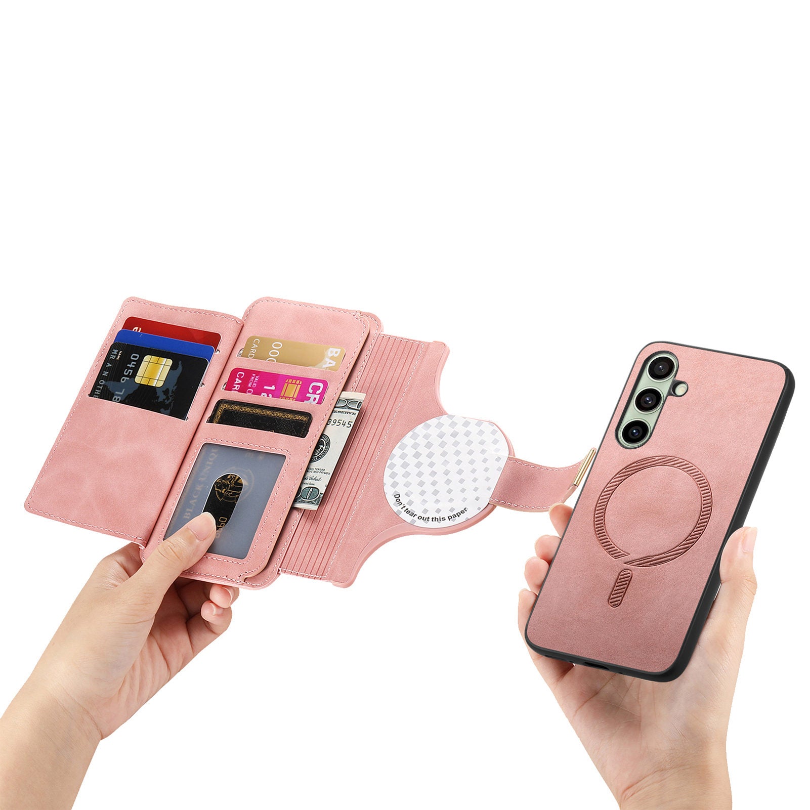 For Samsung Galaxy A55 5G Magnetic Leather Case with Detachable RFID Blocking Zipper Wallet Cover