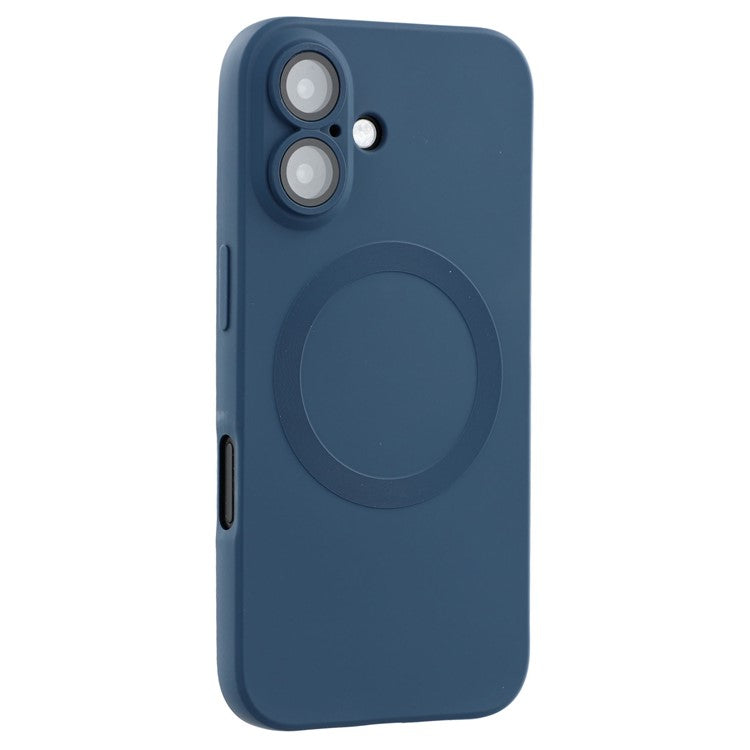 För iPhone 16 Plus Fodral Kompatibel med MagSafe Liquid Silicone Telefonskydd med linsskydd i härdat glas