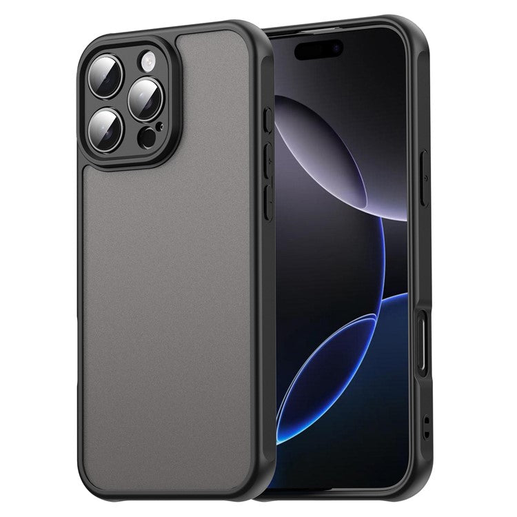För iPhone 16 Pro Max telefonfodral Fallsäkra krockkuddar Frostade genomskinliga PC + TPU bakskal