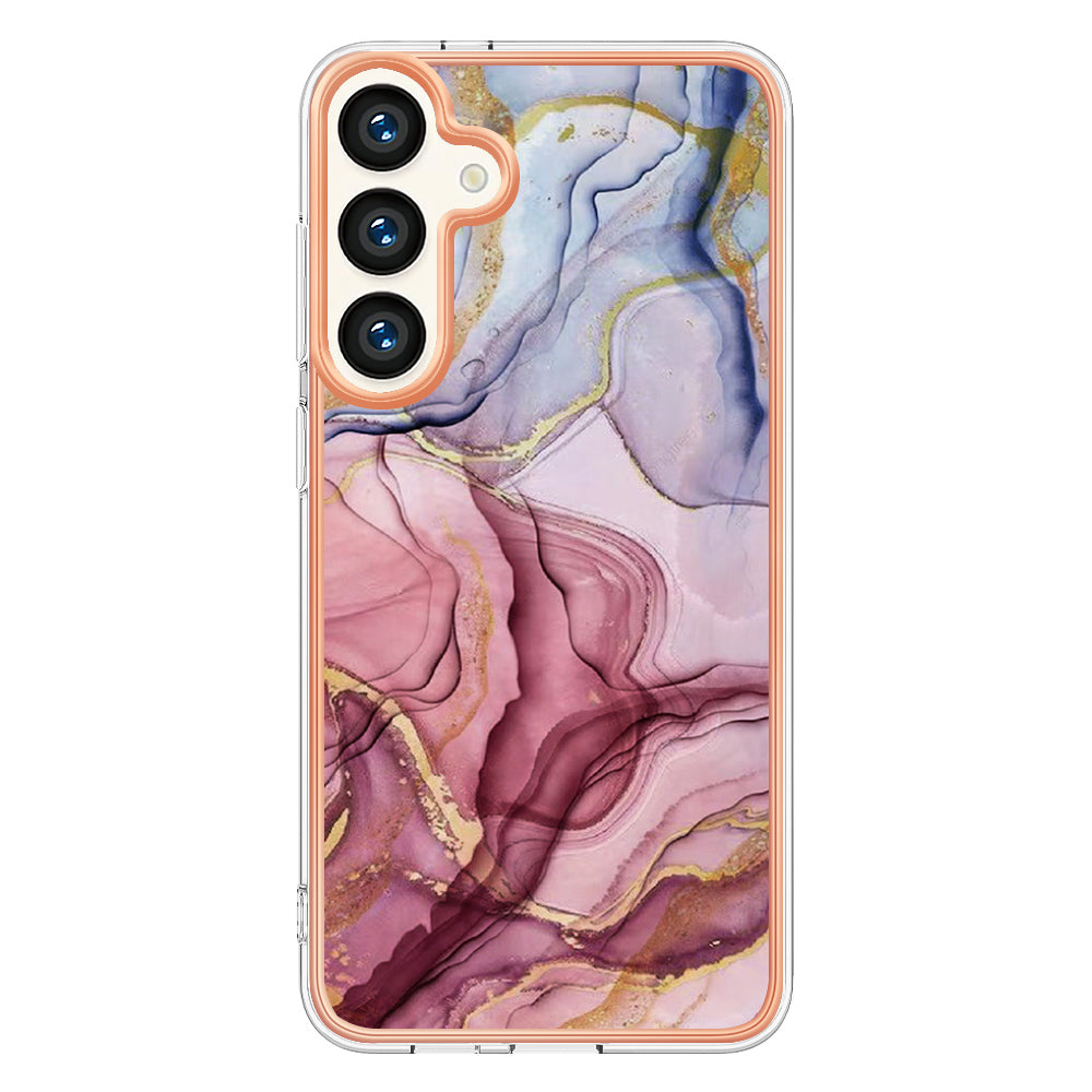 För Samsung Galaxy S24 / Galaxy S25 TPU-fodral Marmormönster 2,0 mm galvaniserad telefonbaksida