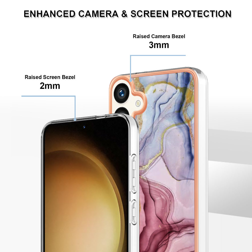 För Samsung Galaxy S24 / Galaxy S25 TPU-fodral Marmormönster 2,0 mm galvaniserad telefonbaksida
