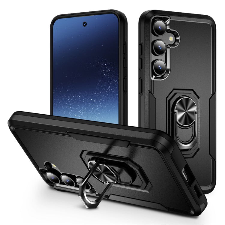 För Samsung Galaxy S25+ / S24+ Fodral Military Grade Ring Kickstand PC + TPU telefonskal
