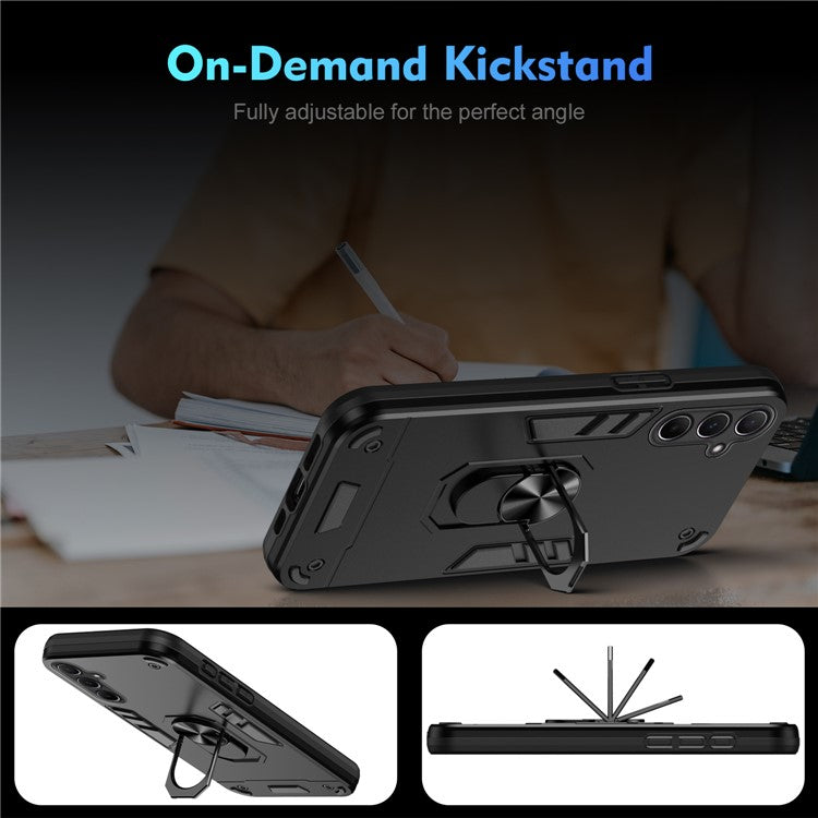 För Samsung Galaxy A56 5G Fodral PC+TPU Drop Defend telefonskal med ringstöd