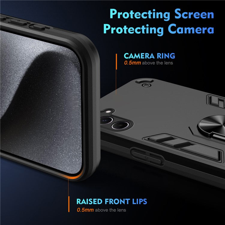 För Samsung Galaxy A56 5G Fodral PC+TPU Drop Defend telefonskal med ringstöd