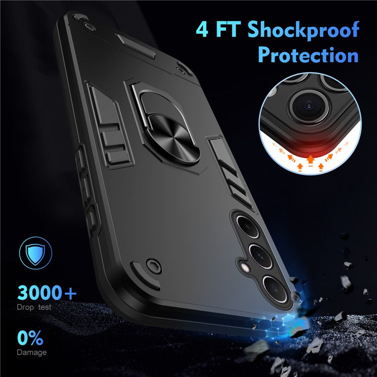 För Samsung Galaxy A56 5G Fodral PC+TPU Drop Defend telefonskal med ringstöd