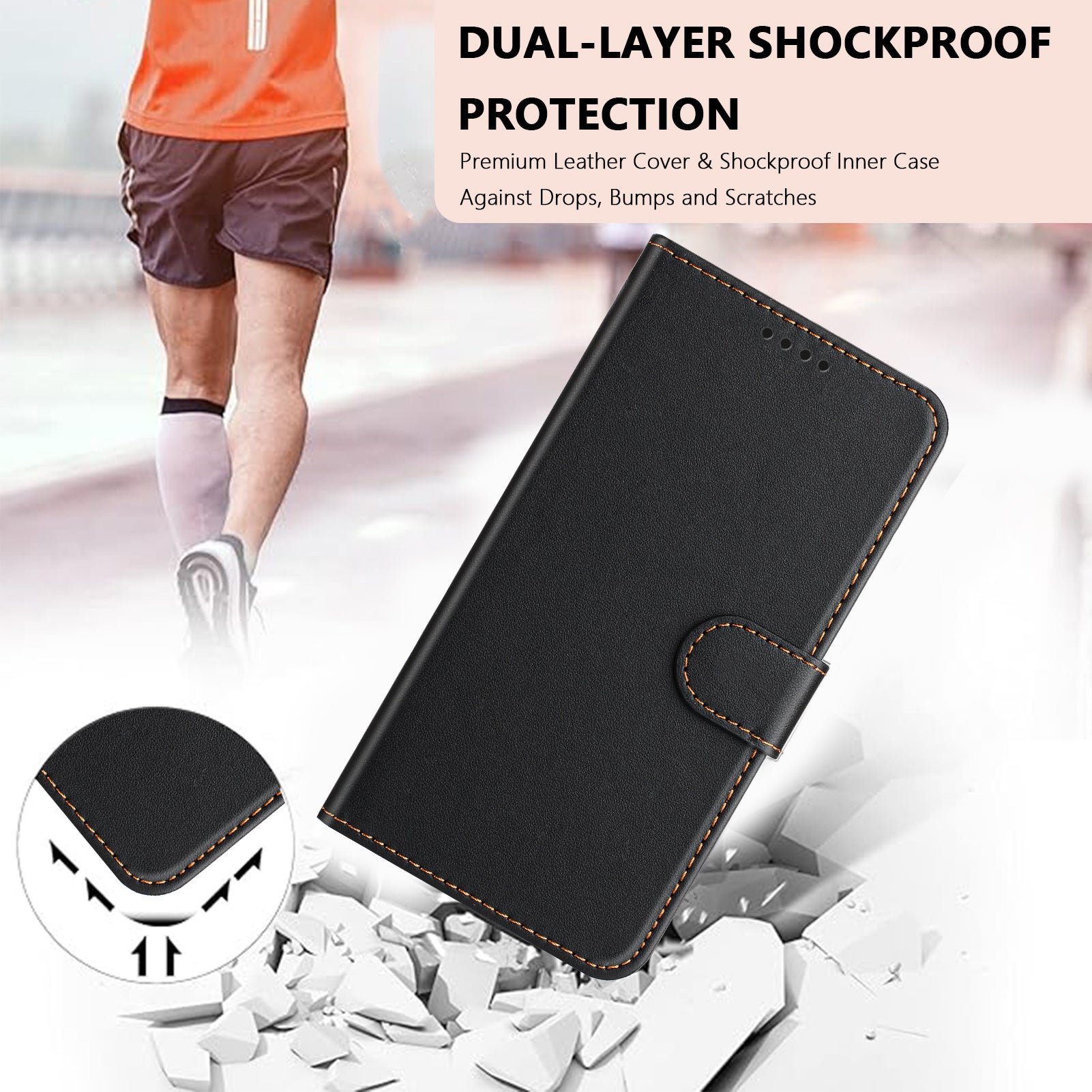 For Samsung Galaxy S23 Leather Case Wallet Stand Solid Color Anti Drop Phone Cover
