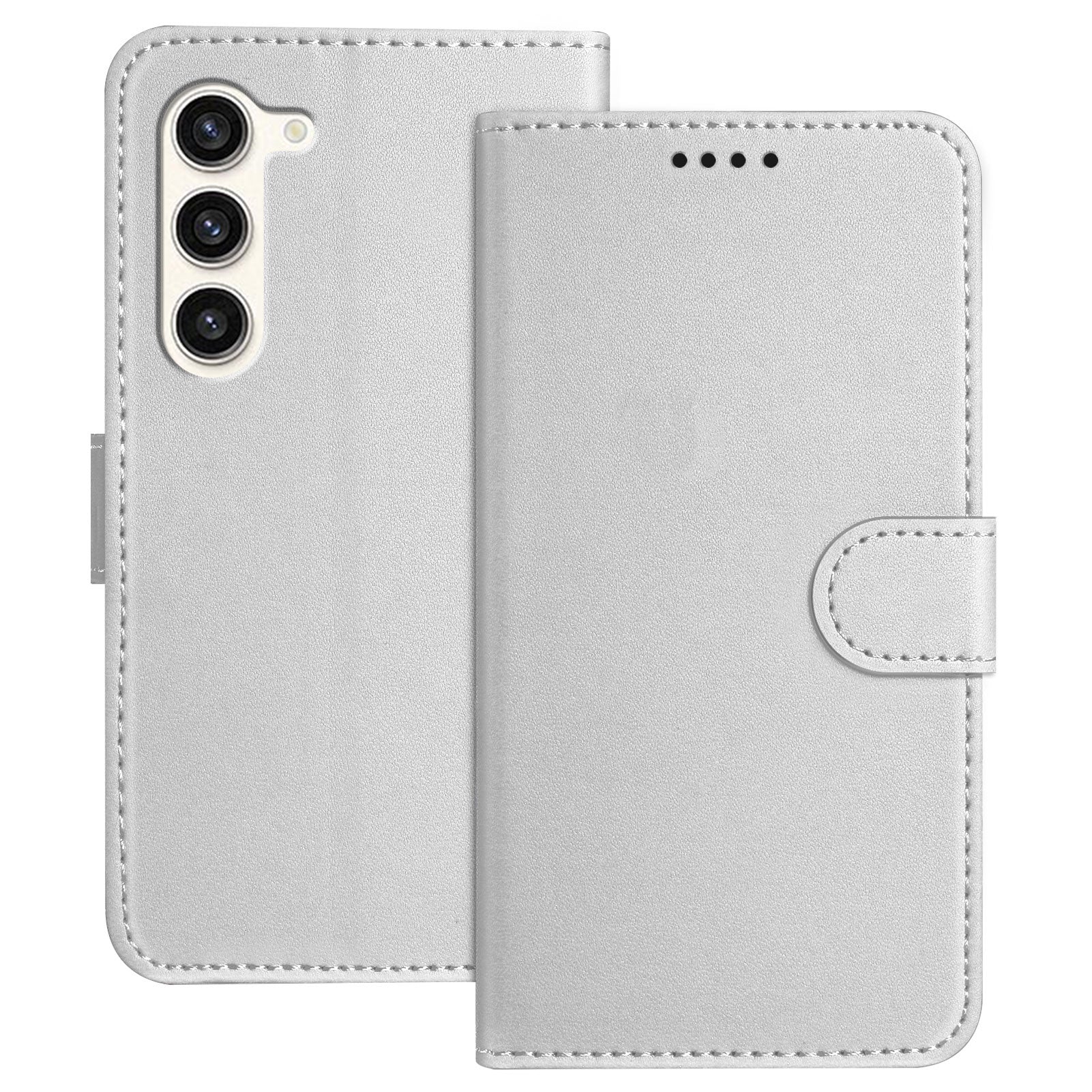 For Samsung Galaxy S23 Leather Case Wallet Stand Solid Color Anti Drop Phone Cover