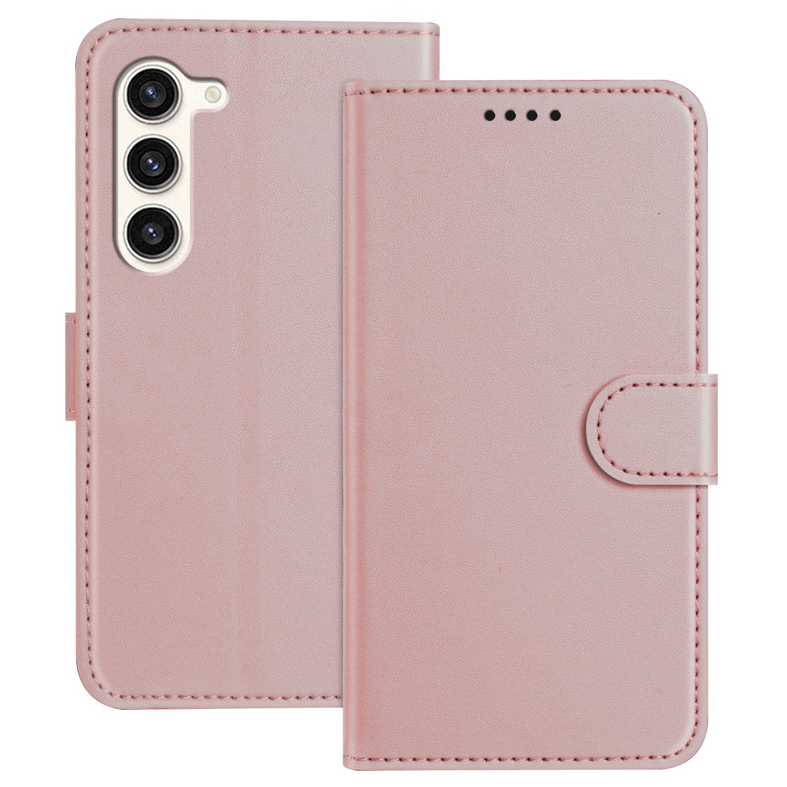 For Samsung Galaxy S23 Leather Case Wallet Stand Solid Color Anti Drop Phone Cover