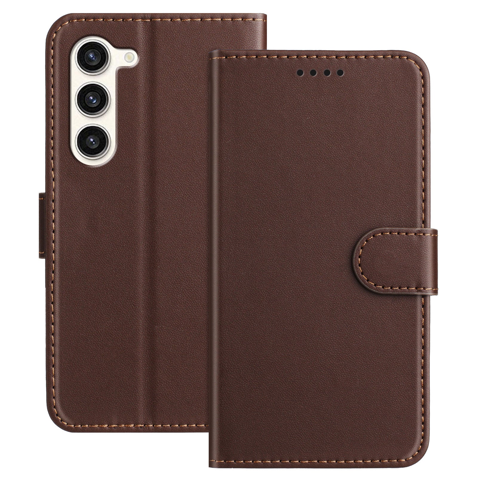 For Samsung Galaxy S23 Leather Case Wallet Stand Solid Color Anti Drop Phone Cover