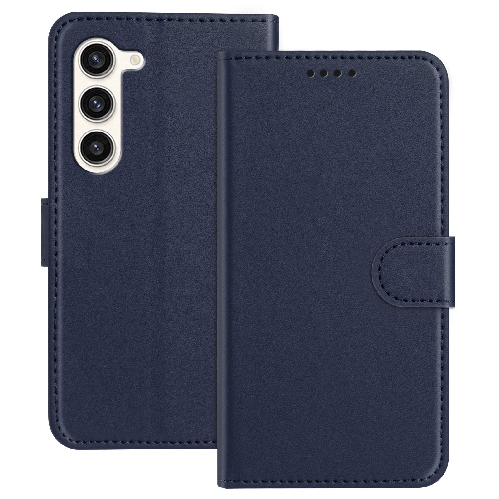 For Samsung Galaxy S23 Leather Case Wallet Stand Solid Color Anti Drop Phone Cover