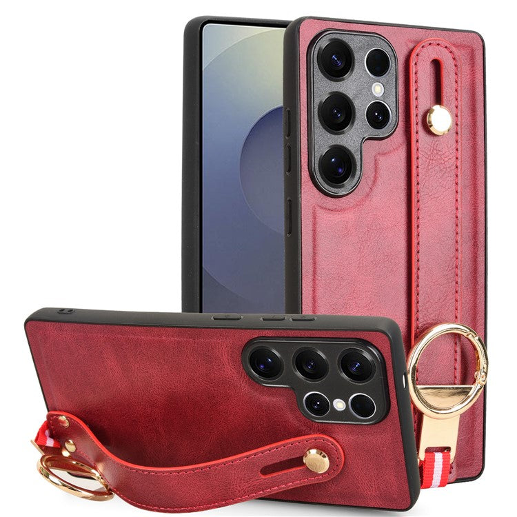 För Samsung Galaxy S25 Ultra Fodral Armband Kickstand Läder + PC + TPU telefonskal med flasköppnare