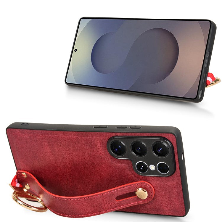 För Samsung Galaxy S25 Ultra Fodral Armband Kickstand Läder + PC + TPU telefonskal med flasköppnare