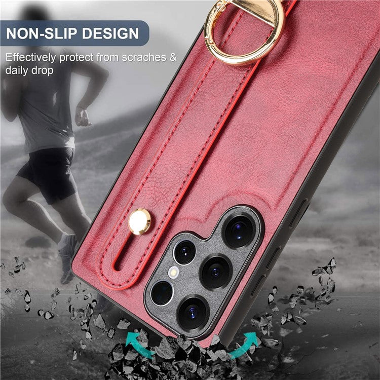 För Samsung Galaxy S25 Ultra Fodral Armband Kickstand Läder + PC + TPU telefonskal med flasköppnare