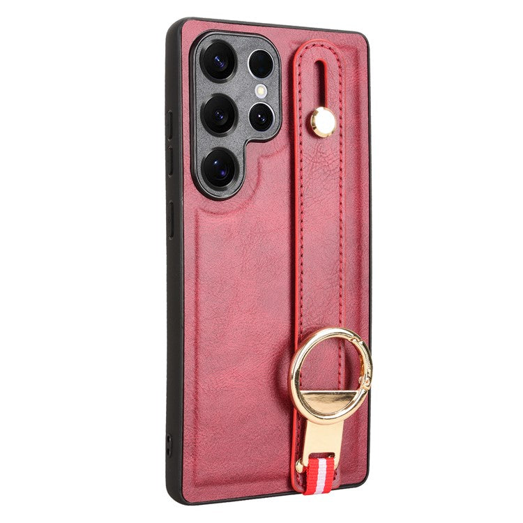 För Samsung Galaxy S25 Ultra Fodral Armband Kickstand Läder + PC + TPU telefonskal med flasköppnare