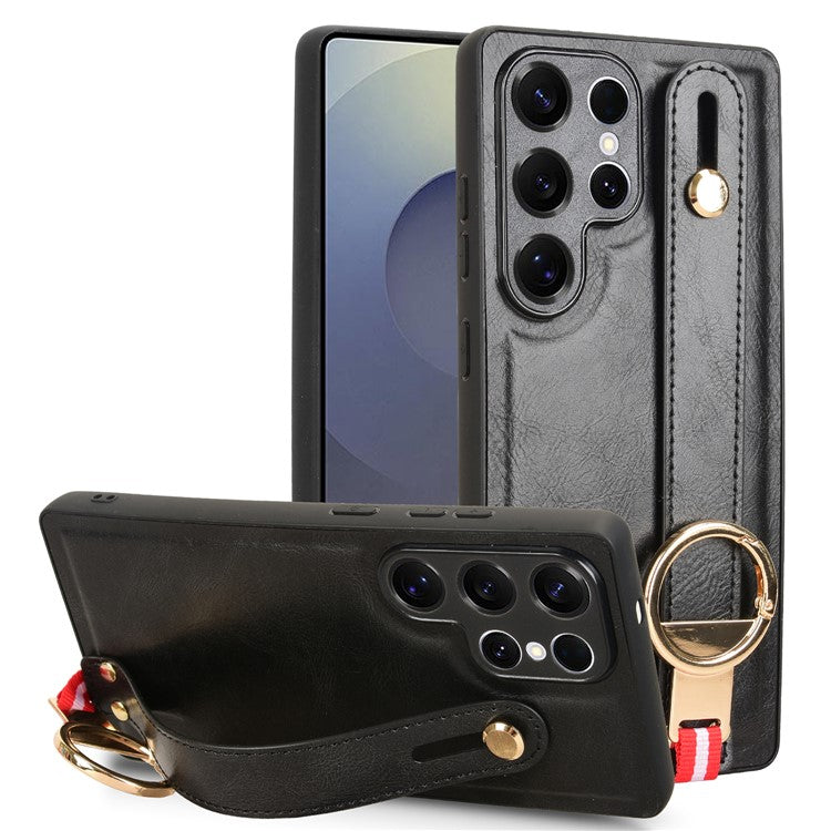 För Samsung Galaxy S25 Ultra Fodral Armband Kickstand Läder + PC + TPU telefonskal med flasköppnare