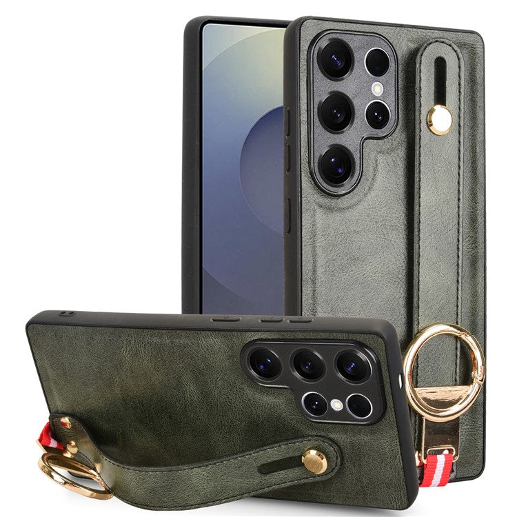 För Samsung Galaxy S25 Ultra Fodral Armband Kickstand Läder + PC + TPU telefonskal med flasköppnare