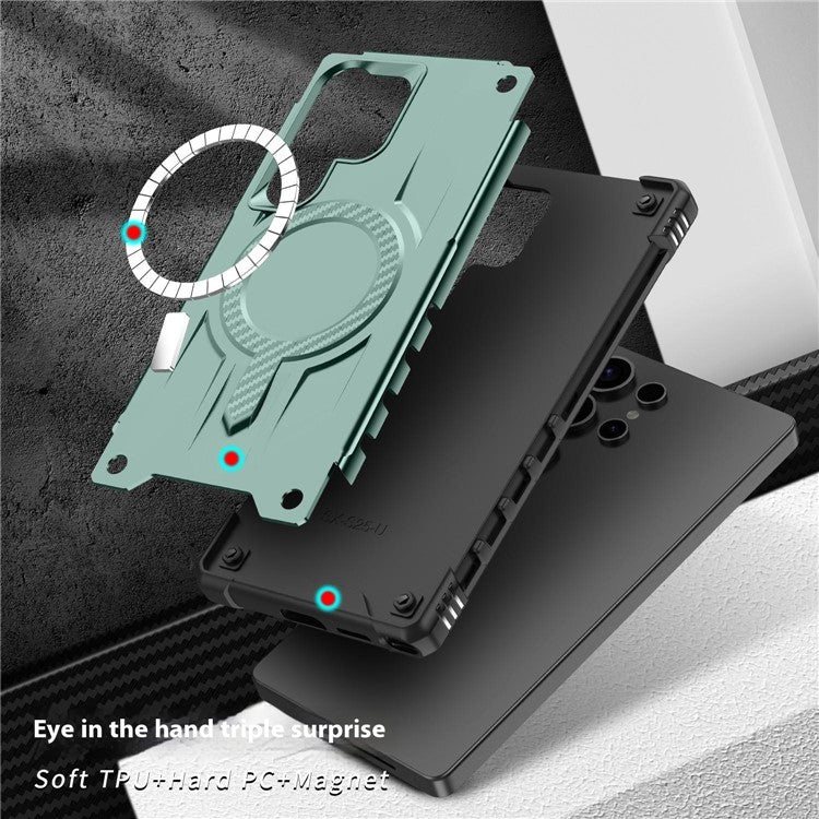 For Samsung Galaxy S23 Ultra Case Compatible with MagSafe Four Corner Airbags PC + TPU Phone Cover