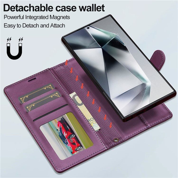 LC.IMEEKE L2-serien för Samsung Galaxy S25 Ultra-fodral PU-läderplånbok Avtagbart magnetiskt telefonfodral