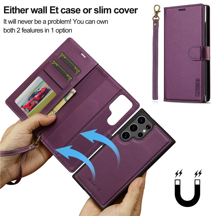 LC.IMEEKE L2-serien för Samsung Galaxy S25 Ultra-fodral PU-läderplånbok Avtagbart magnetiskt telefonfodral