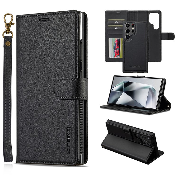 LC.IMEEKE L2-serien för Samsung Galaxy S25 Ultra-fodral PU-läderplånbok Avtagbart magnetiskt telefonfodral