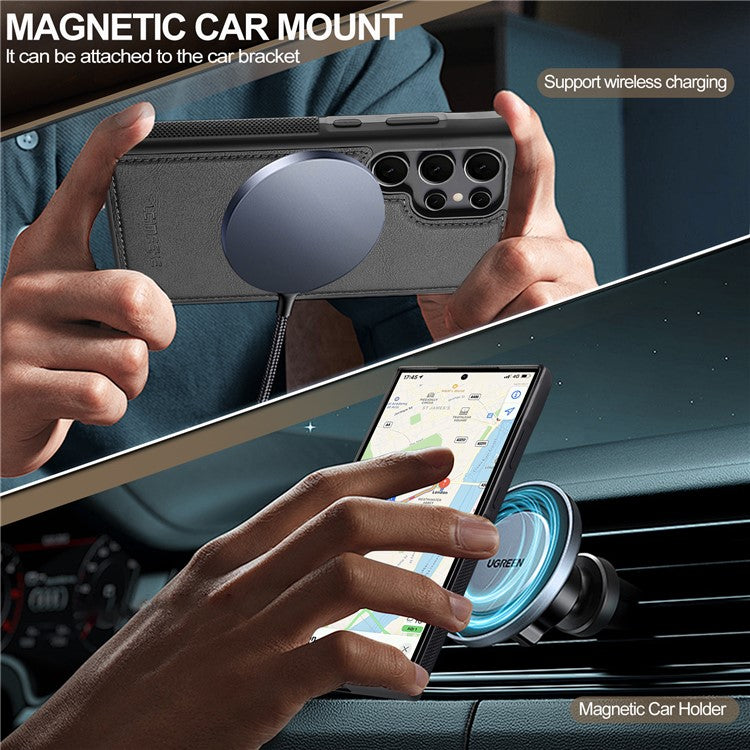 LC.IMEEKE För Samsung Galaxy S25 Ultra Magnetic Fodral Kompatibel med MagSafe Leather TPU