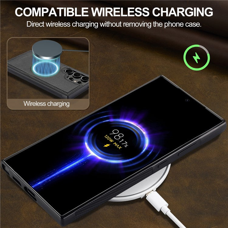 LC.IMEEKE För Samsung Galaxy S25 Ultra Magnetic Fodral Kompatibel med MagSafe Leather TPU