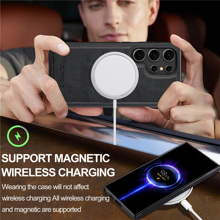 LC.IMEEKE För Samsung Galaxy S25 Ultra Magnetic Fodral Kompatibel med MagSafe Leather TPU