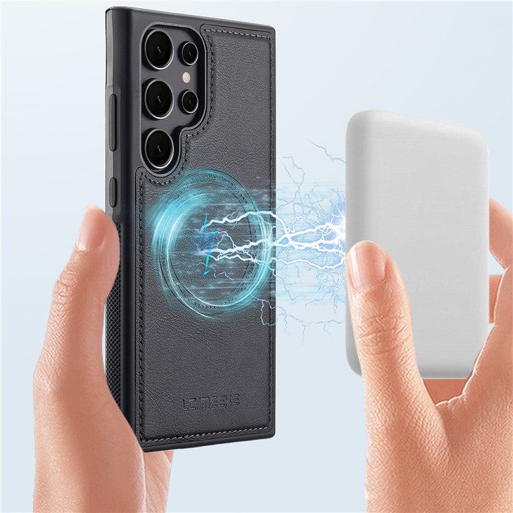 LC.IMEEKE För Samsung Galaxy S25 Ultra Magnetic Fodral Kompatibel med MagSafe Leather TPU
