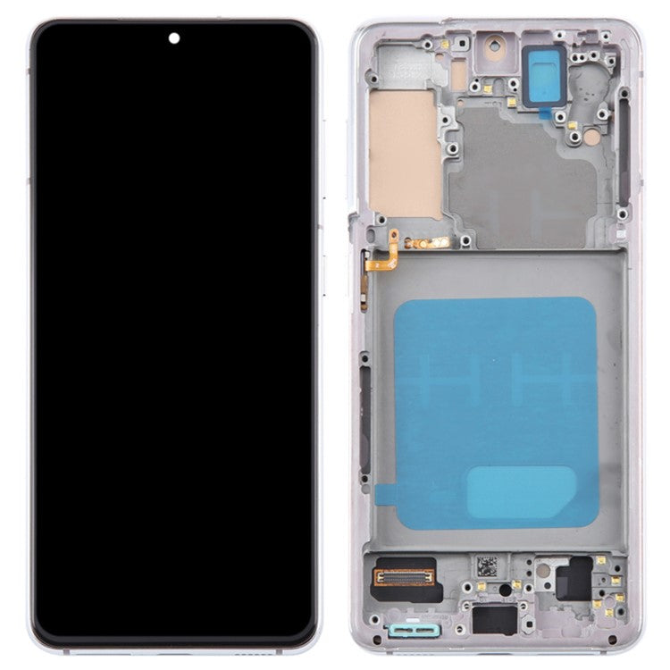 Samsung Galaxy S21 5G G991 Grade C LCD-skärm och digitaliseringsenhet + ramdel (TFT)